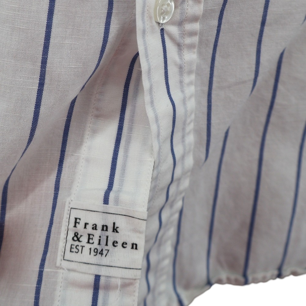 Frank & Eileen Eileen White Blue Stripe Cotton Linen Button Down Italy Sz S EUC - Picture 4 of 10